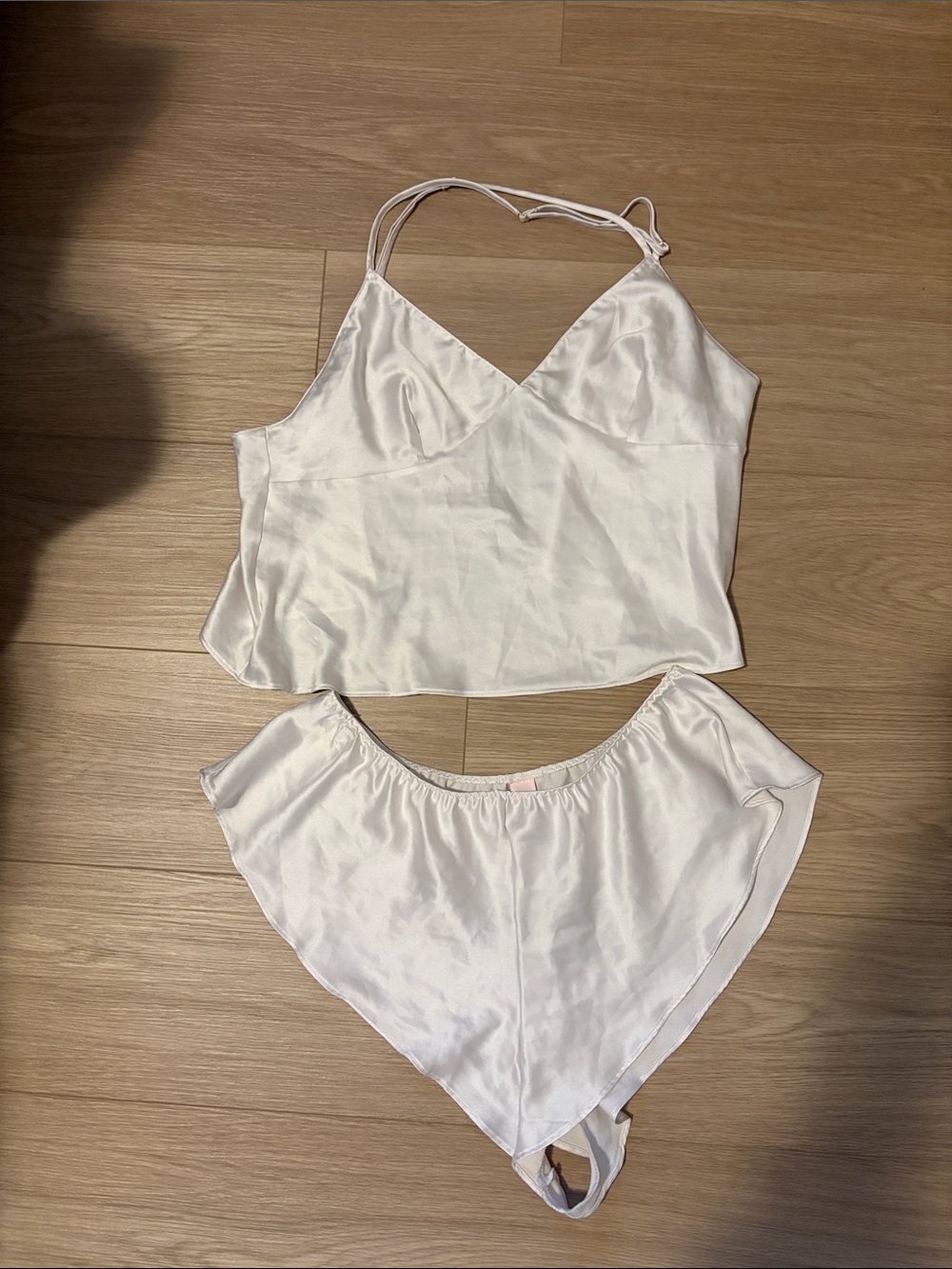 Silk-Look White Cami & Shorts Sleep Set